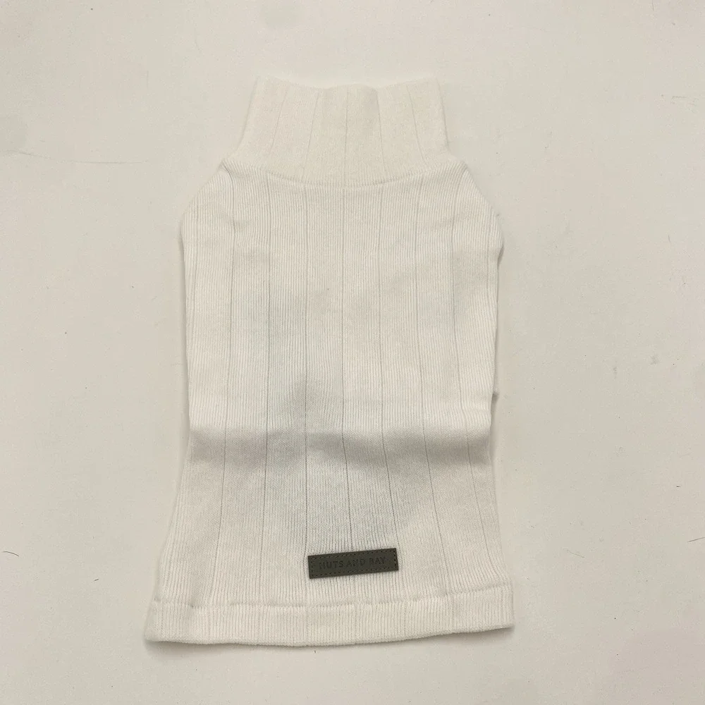 Huts And Bay Knit Dog Tee Cream‎ Medium New